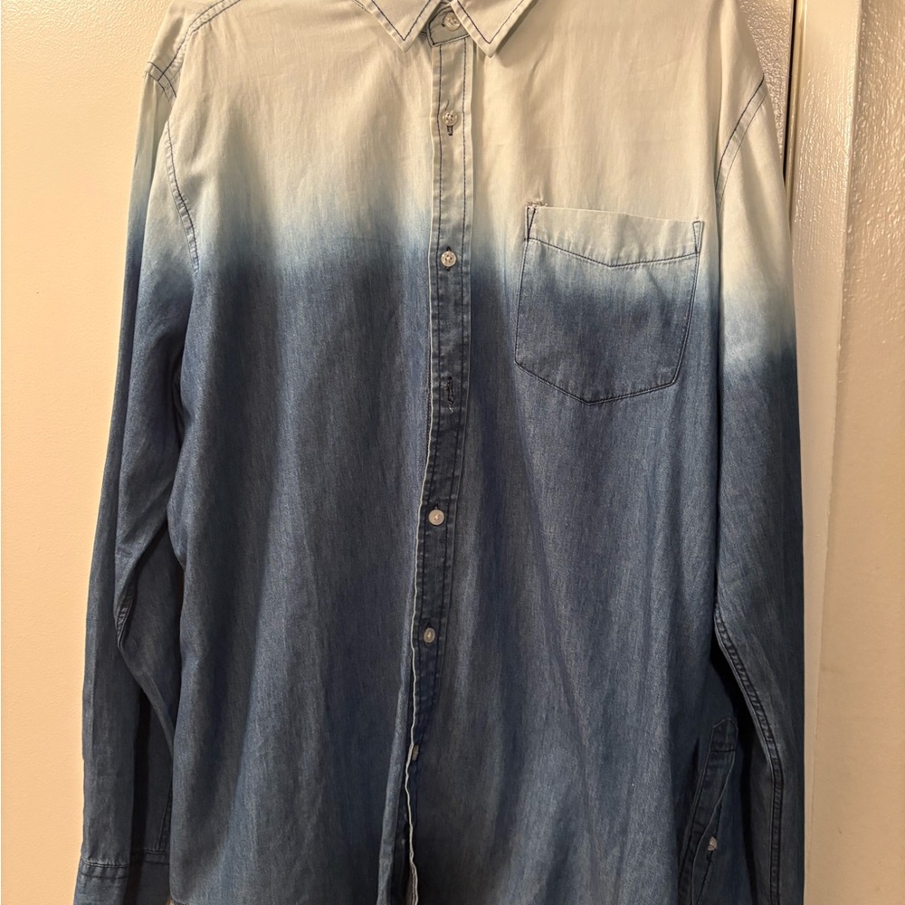American Rag Blue Ombre Casual Button Down Shirt